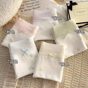 新款 四季 纯棉全棉底裆无痕中腰甜美碎花女生三角裤 透气少女内裤 款