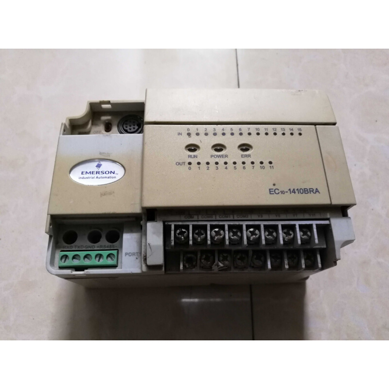 拍前询价：二手实拍图有破损 艾默生EC10系列PLC EC10A-1410BRA
