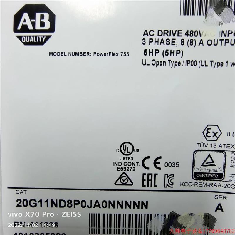 拍前询价:全新原装正品AB 罗克韦尔变频器 20G11ND8P0JN0NNNNN
