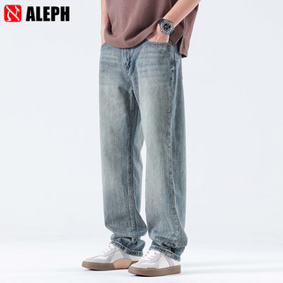 ALEPH阿列夫24新款美式复古潮牌宽松直筒牛仔裤薄款中腰无弹长裤