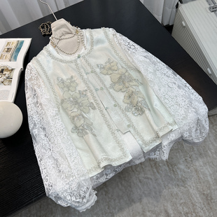 轻奢风重工钉珠刺绣醋酸马甲女2026春季新款珍珠设计气质外套上衣
