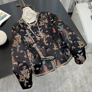 新中式凤仪斜襟盘扣提花上衣女装2026早春季复古显瘦百搭休闲外套