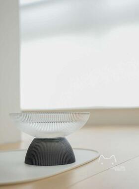 宠物猫狗碗高脚易清洗保护颈椎单双水碗粮食盆猫咪用品黑白色玻璃