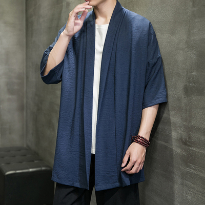 新中式唐装改良汉服男款中国风男装居士披风外套禅服冰丝衬衫道袍