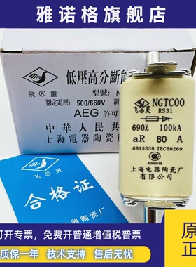 飞灵RS31 NGTC00-aR80A 690V-100kA快速熔断器63A160上海电器陶瓷