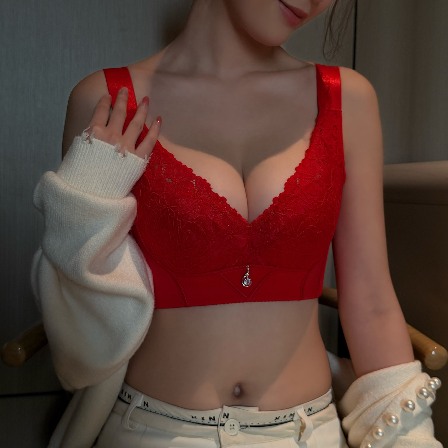 卉岩本命年调整型内衣女大胸显小胸罩聚拢上托收副乳薄款红色文胸,女士内衣/男士内衣/家居服,文胸,淘宝优惠券,粉丝福利购,淘宝优惠卷