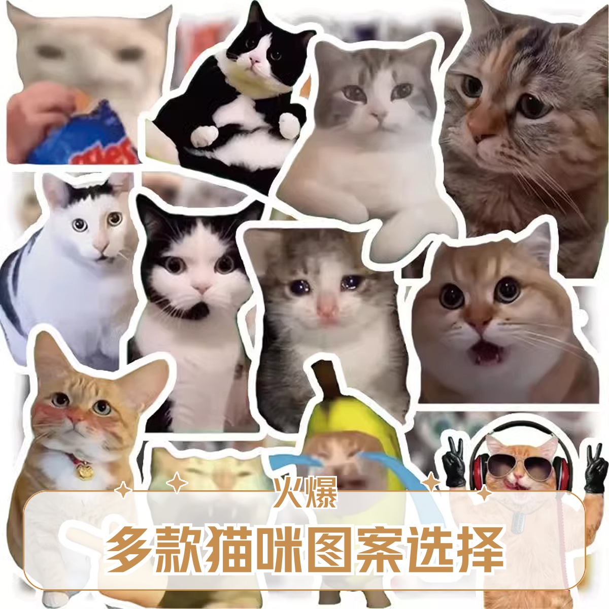 猫meme贴纸可爱搞笑鬼畜猫咪ins风表情包梗图素材手账本贴画
