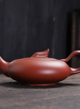 舒仲紫砂-朱泥一帆风顺壶-200毫升
