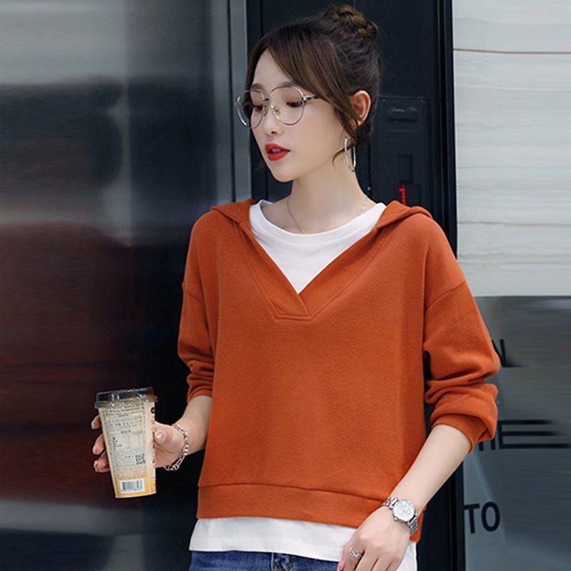 2025年双面德绒女假2件套连帽卫衣女秋冬装宽松休闲上衣200斤大码