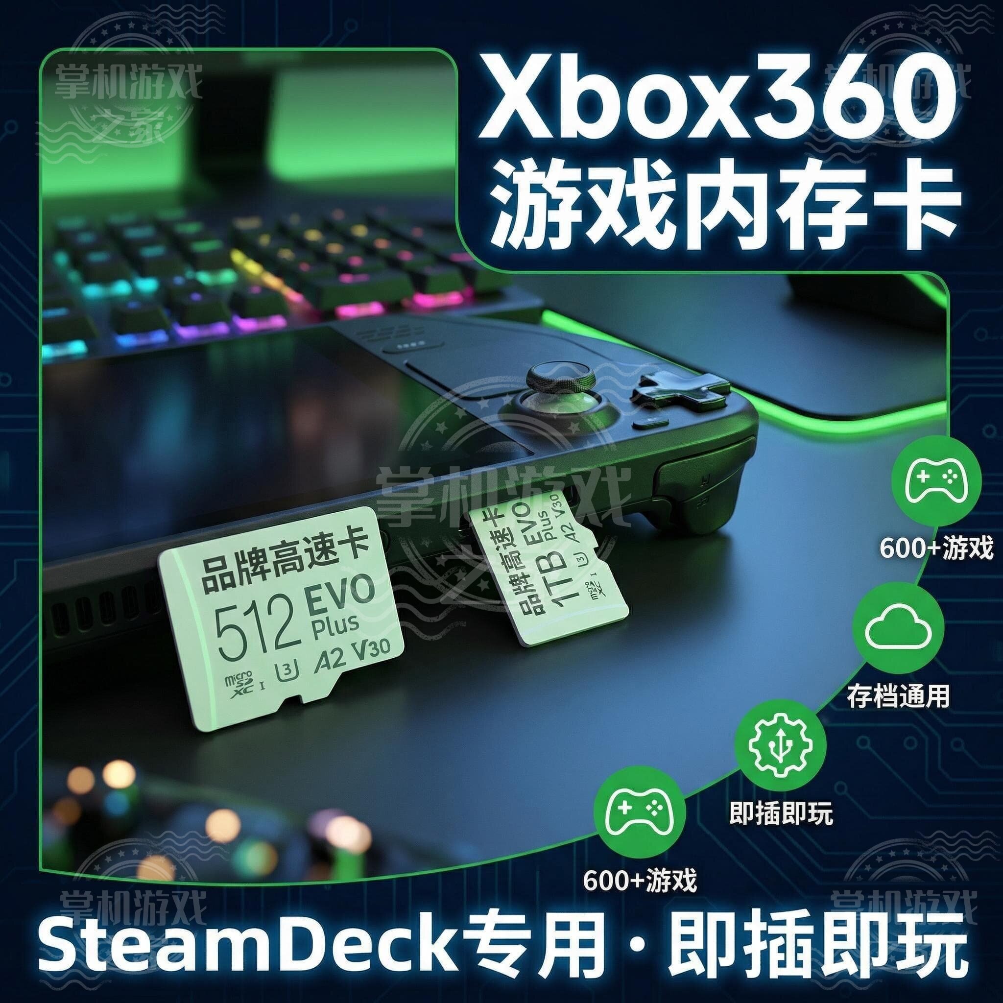 Xbox360游戏内存卡硬盘免折腾即插即用Deck电脑ROG win掌机PC适用