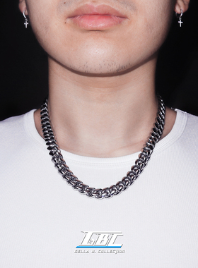 GBC 欧美嘻哈钛钢古巴链加密素链升级版不掉色高密度编织锁骨链潮