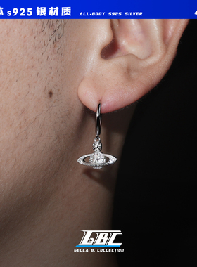 GBC 土星耳环秋冬高级感纯银s925马思唯同款嘻哈耳饰满钻耳坠潮