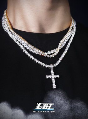 GBC 马思唯同款十字架项链满钻锆石美国嘻哈HIPHOP首饰潮镀18k金