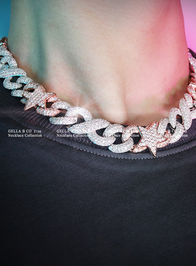 GBC 美国异形星星古巴链男16mm高密度镶钻18k嘻哈首饰项链个性潮