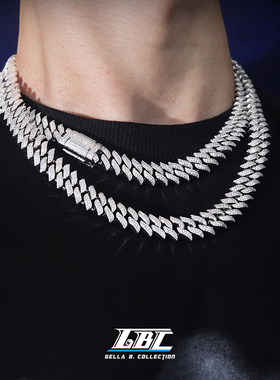 GBC 荆棘尖刺古巴链 12mm 手工密集微镶 超闪欧美嘻哈珠宝