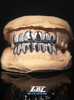 GBC 牙套定制欣赏（s925素银光面 白金牙套 私人订制 Grillz）