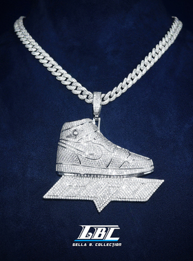 GBC球鞋吊坠&泡泡项链银镶莫桑钻