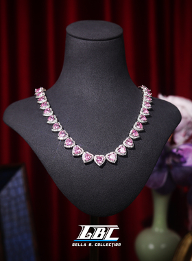 GBC芭比爱心项链轻奢小众粉宝石桃心甜酷风古巴项链女款2025新款