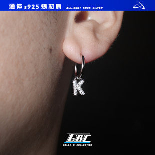 GBC 英文字母耳环s925纯银情侣耳钉嘻哈百搭耳饰街头潮流配饰 美式