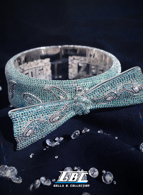 GBC 私人定制珠宝欣赏（Blueface腰果花蓝领巾手镯 手镶莫桑钻）