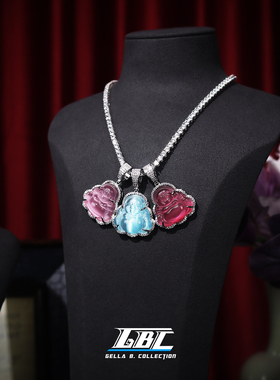 GBC佛公吊坠扣头宝石镶嵌手工满钻佛牌佛公项链小众中国风佛首饰