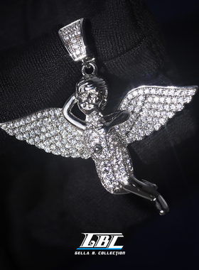 GBC 丘比特小天使项链嘻哈微镶锆石情侣吊坠bm风时尚百搭锁骨项链