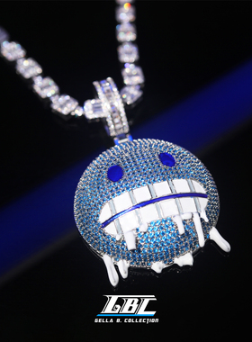 GBC 冰人吊坠ICE嘻哈潮流吊坠emoji表情个性小众个性款镶嵌海蓝钻