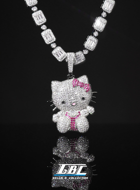 Hellokitty项链 满钻轻奢小众锁骨链凯蒂猫吊坠千禧辣妹项链y2k