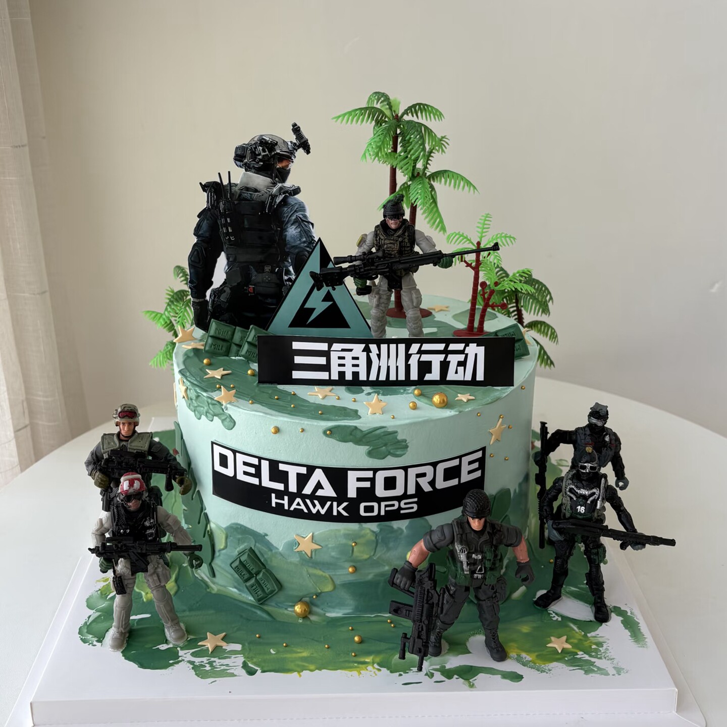 三角洲行动游戏主题蛋糕装饰摆件男孩生日军事特种兵人物烘焙配件