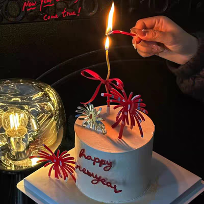 2026礼花happy new year新年快乐蛋糕装饰亚克力插牌跨年甜品插件