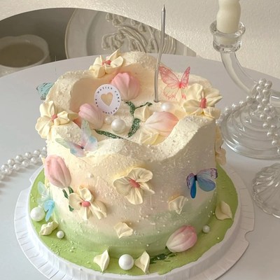 仙女山谷蝴蝶蛋糕装饰插件春天女神生日郁金香格桑花蝴蝶烘焙装扮