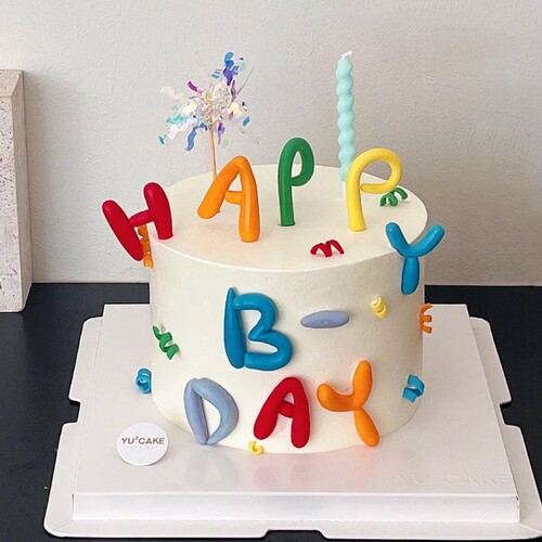 彩色happybirthday蛋糕装饰