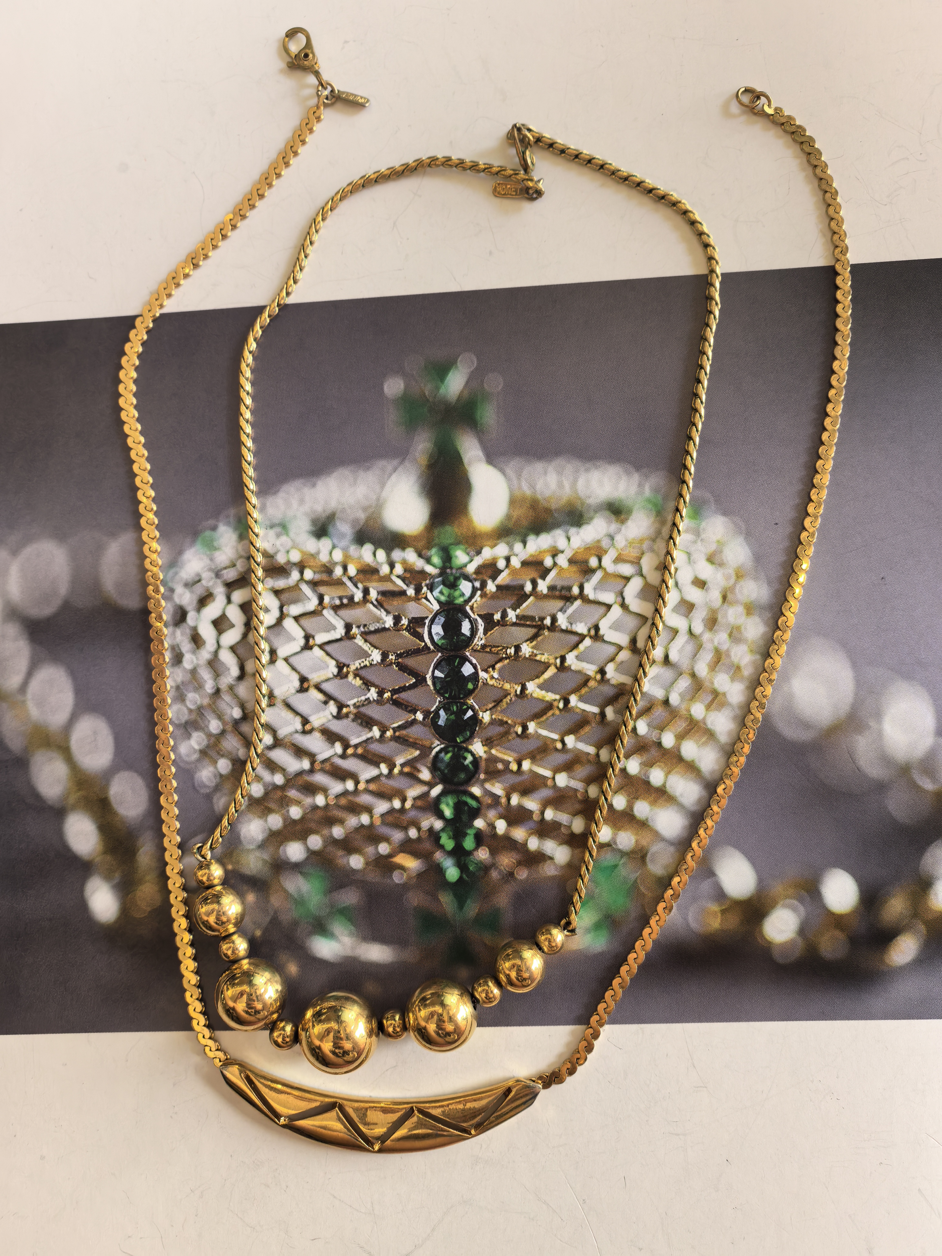 Vintage复古首饰monet素金中古项链