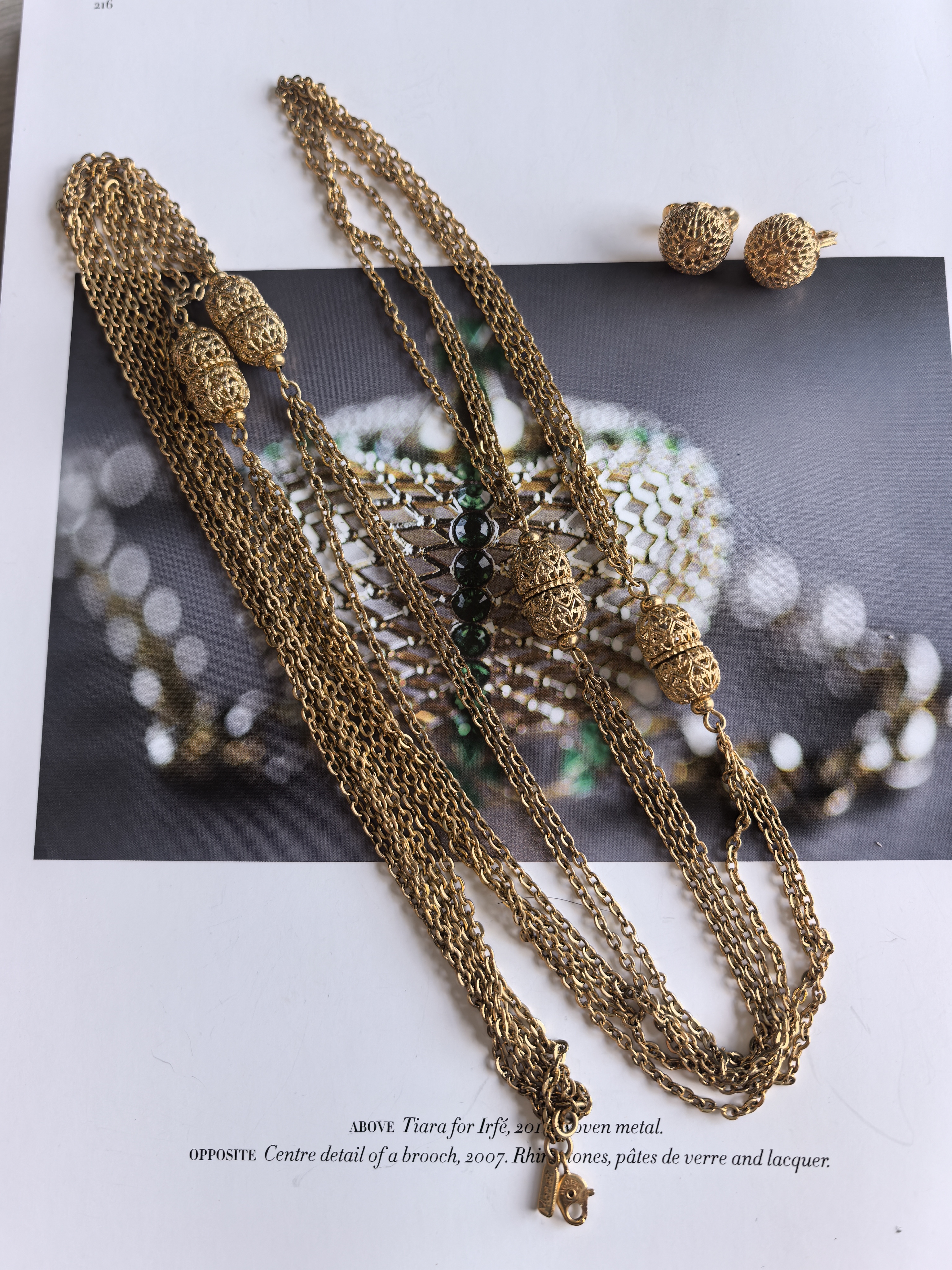 Vintage复古首饰考monet中古项链耳夹套装