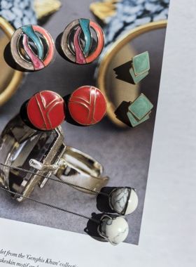 Vintage复首饰trifari中古款珐琅耳环耳饰高级感珍珠耳洞耳钉养