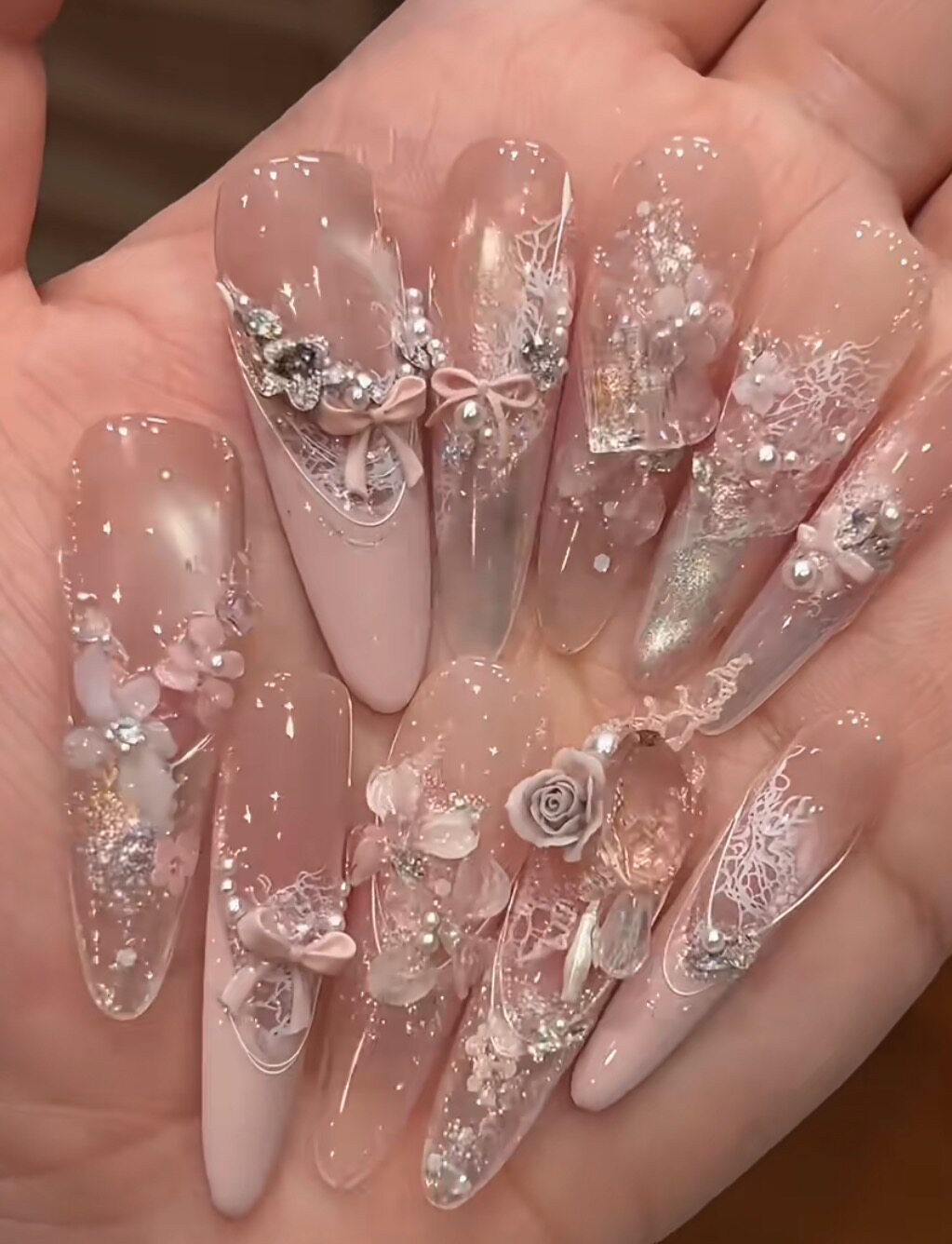 极光爆闪猫眼粉嫩感层次雕花冰透玫瑰高奢纯手工穿戴甲,彩妆/香水/美妆工具,穿戴甲/甲片,淘宝优惠券,粉丝福利购,淘宝优惠卷