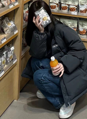 平湖反季25年冬季韩版白鸭绒羽绒服女宽松加厚学生短款面包服外套