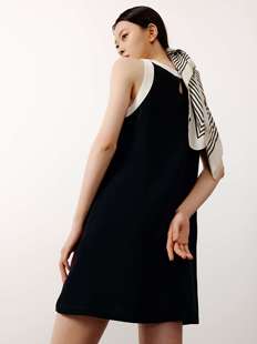SELLYNEAR孕妇背心裙夏季 黑白拼接优雅小香风连衣裙 中长款 新时尚