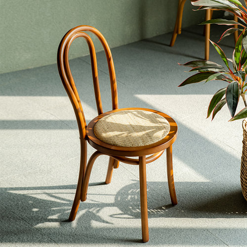 樱桃木藤编日式餐椅平价