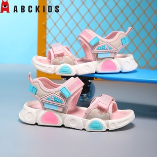 女孩轻便软底户外沙滩鞋 Abckids童鞋 儿童露趾凉鞋 女童夏季 子 新款