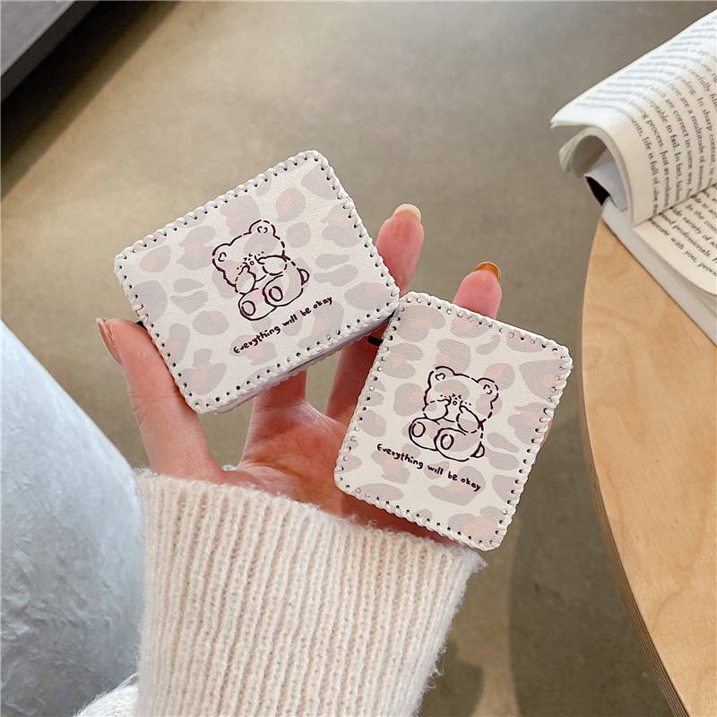 适用airpods3保护壳一体式豹纹熊苹果耳机套新三代airpods2二代皮质硅胶1代airpodspro无线蓝牙耳机盒女款ins