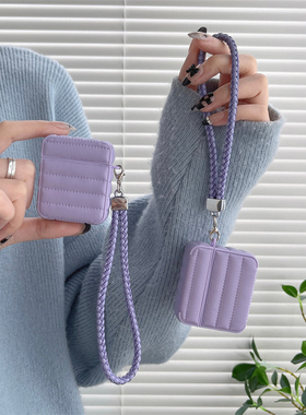 适用airpodspro保护套秋冬新款苹果耳机AirPods3保护壳紫色羽绒服pro2女硬壳防摔airpods4无线蓝牙耳机盒5代1