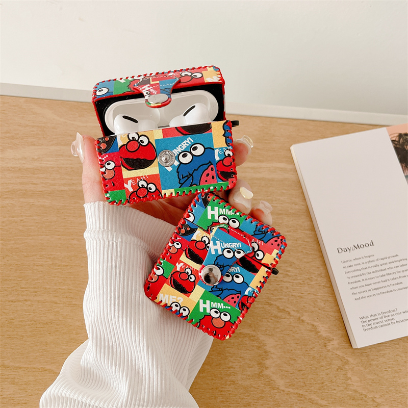 适用airpodspro保护套一体式潮牌芝麻街苹果airpods 3耳机套三代airpods2代硅胶软壳第4代无线蓝牙耳机盒女款