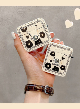 适用airpodspro 保护套airpods苹果耳机壳二代pro2盒硅胶3代ins黑色花1小众airpodpro2皮质高级感airpods3套