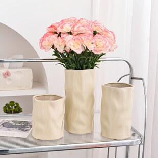 高级冰裂纹花瓶摆件奶油风陶瓷花瓶北欧客厅民宿插花水培花瓶