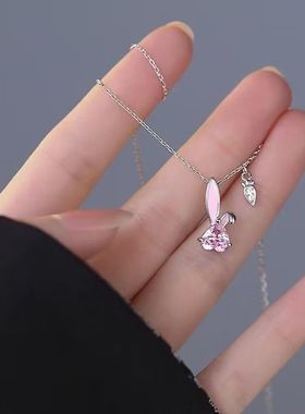 香港胡萝卜兔子粉钻项链女ins小众轻奢本命年兔年甜美锁骨链