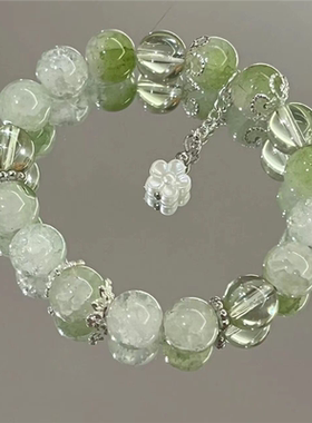 小红书小苍兰柠檬碎花手链超仙显白绿色碎花手串闺蜜学生手饰