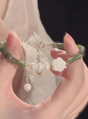 新中式儿童绿色竹节新款串珠手链高颜值学生党古风手串高级感手饰