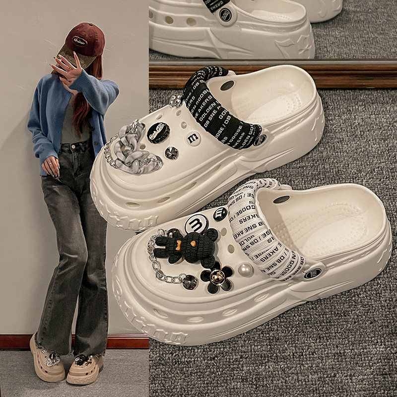 增高软底洞洞拖鞋女夏外穿新款沙滩鞋防滑家居踩屎感凉拖鞋女