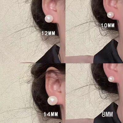 高级感大珍珠正圆耳钉小众设计感气质复古蚊香盘耳夹女无耳洞